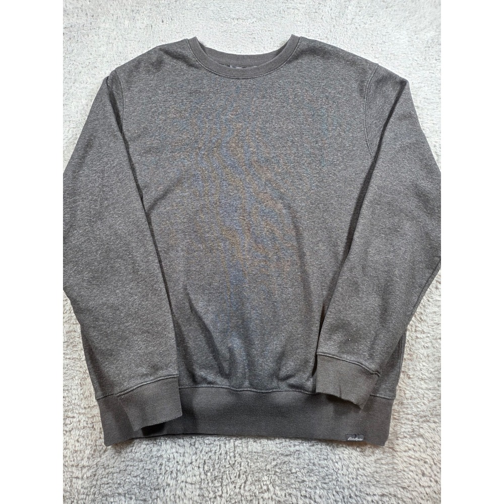 Eddie Bauer Sweatshirt Large Gray Mens Crewneck Heathered Fleece Pullover